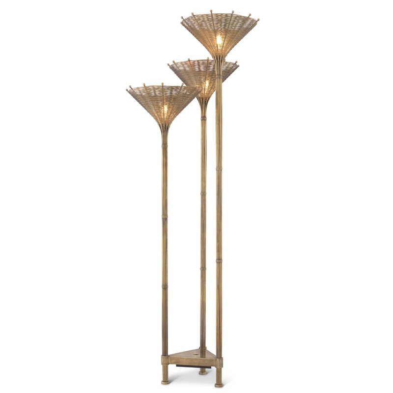 Торшер Eichholtz Floor Lamp Kon Tiki Triple Винтажная латунь Торшер Eichholtz Floor Lamp Kon Tiki Triple Винтажная латунь в Грозном | Loft Concept