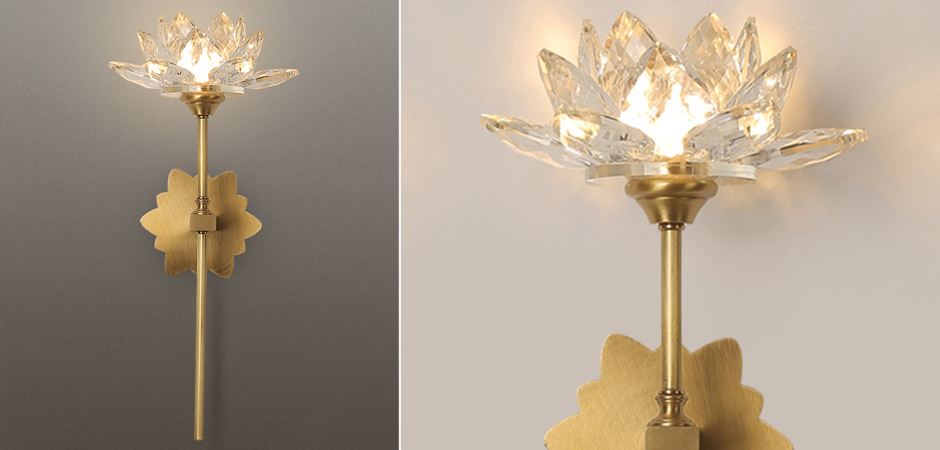 Настенный светильник Хрустальный Цветок Лотоса Lotus flower Wall Clear Glass C Настенный светильник Хрустальный Цветок Лотоса Lotus flower Wall Clear Glass C - Loft-Concept в Грозном