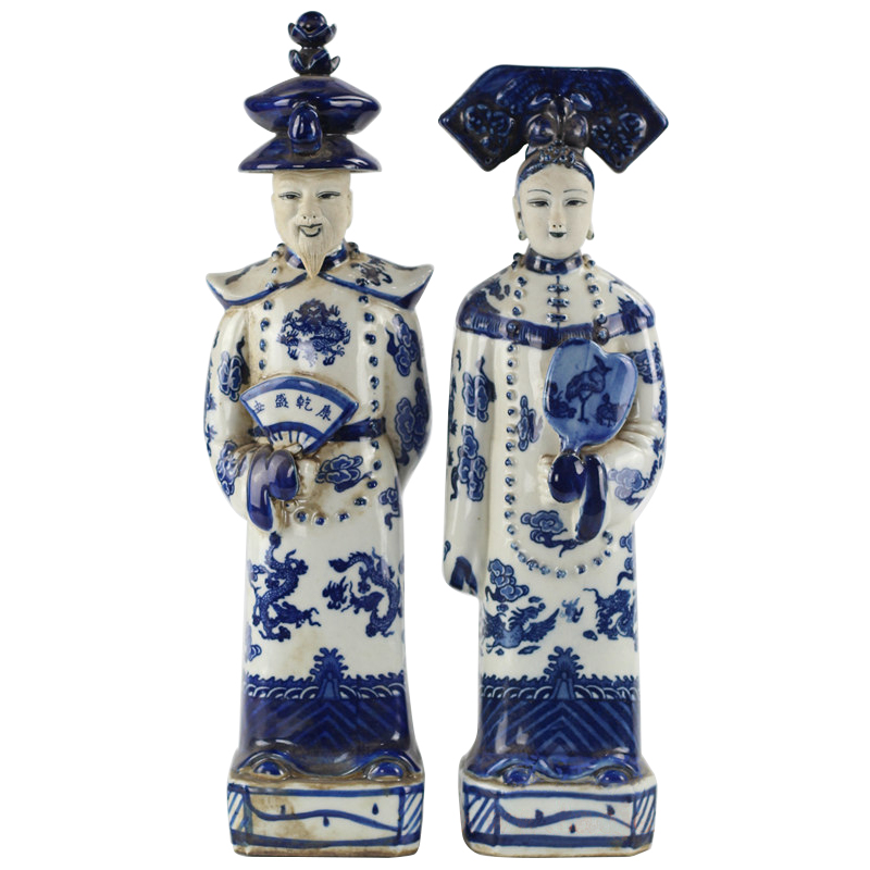 Комплект из двух статуэток Emperor and Empress set 2 Синий Белый Комплект из двух статуэток Emperor and Empress set 2 Синий Белый в Грозном | Loft Concept
