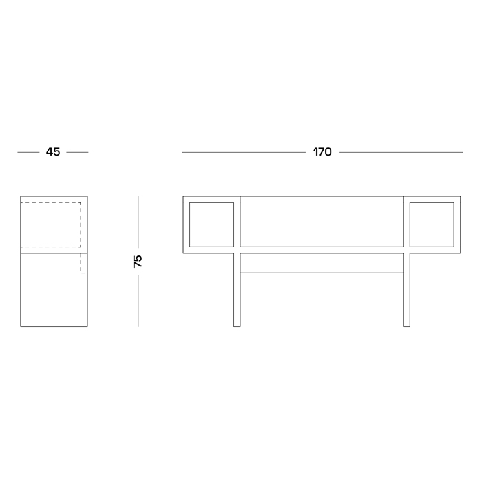 Дизайнерская разноцветная скамья Poltronova Canton Bench в Грозном
