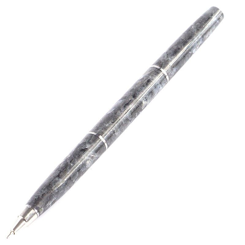 Ручка шариковая из натурального камня Лабрадорит Stone Pens Серый Серебряный в Грозном | Loft Concept 