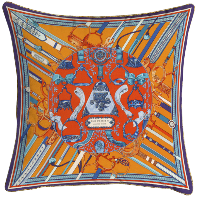 Декоративная подушка Hermes 63 Мульти Оранжевый Красный Синий Декоративная подушка Hermes 63 Мульти Оранжевый Красный Синий в Грозном | Loft Concept