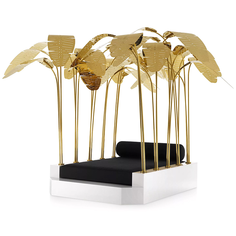 Кровать Philipp Plein Outdoor Bed Miami Белый Золотой Черный Кровать Philipp Plein Outdoor Bed Miami Белый Золотой Черный в Грозном | Loft Concept