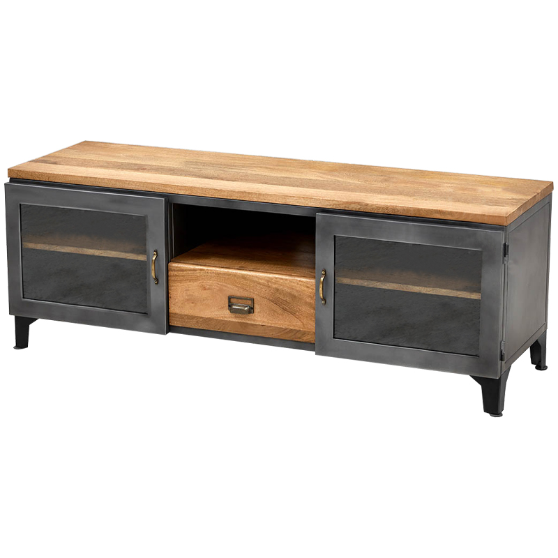TV-тумба в стиле Лофт Russell TV Stand Латунь Древесина Графитовый TV-тумба в стиле Лофт Russell TV Stand Латунь Древесина Графитовый в Грозном | Loft Concept