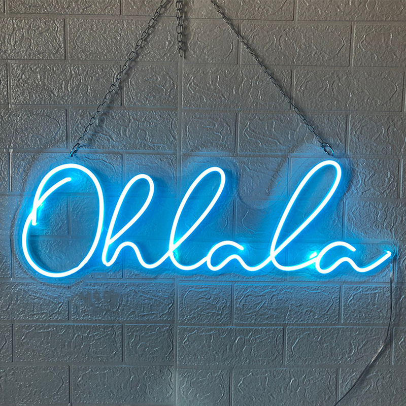 Неоновая настенная лампа Oh La La Neon Wall Lamp Синий Прозрачный Синий Неоновая настенная лампа Oh La La Neon Wall Lamp Синий Прозрачный Синий в Грозном | Loft Concept