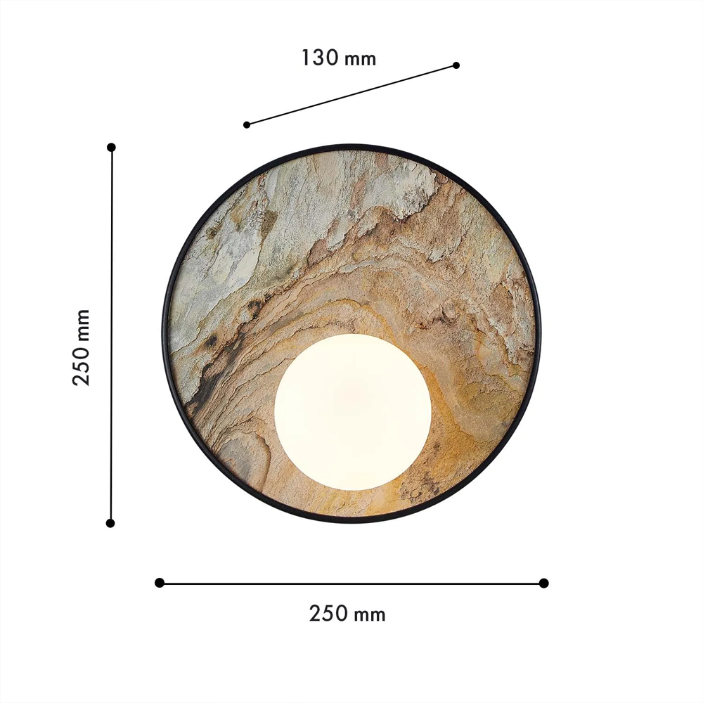 Бра круглое с каменным диском в металлической раме Sandstone Painting в Грозном