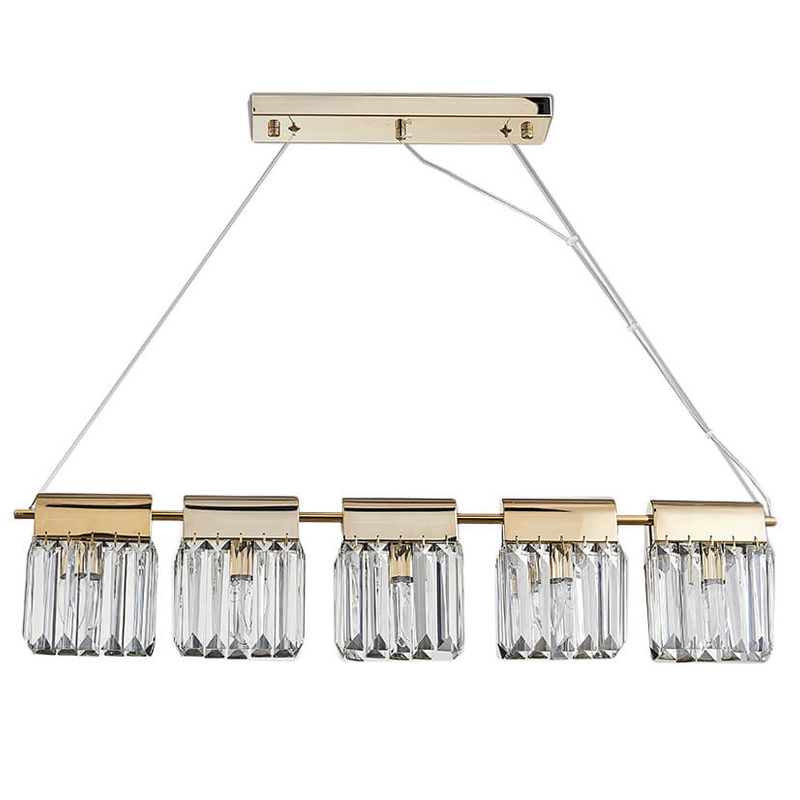 Люстра Crystal Pendants 5 Золотой Прозрачное Стекло Люстра Crystal Pendants 5 Золотой Прозрачное Стекло в Грозном | Loft Concept