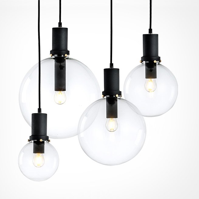 Подвесной светильник Glass Globe Black Прозрачное Стекло Черный Подвесной светильник Glass Globe Black Прозрачное Стекло Черный в Грозном | Loft Concept