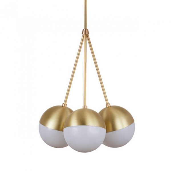 Подвесной светильник Copper Light Chandelier 3 Белый Латунь Подвесной светильник Copper Light Chandelier 3 Белый Латунь в Грозном | Loft Concept