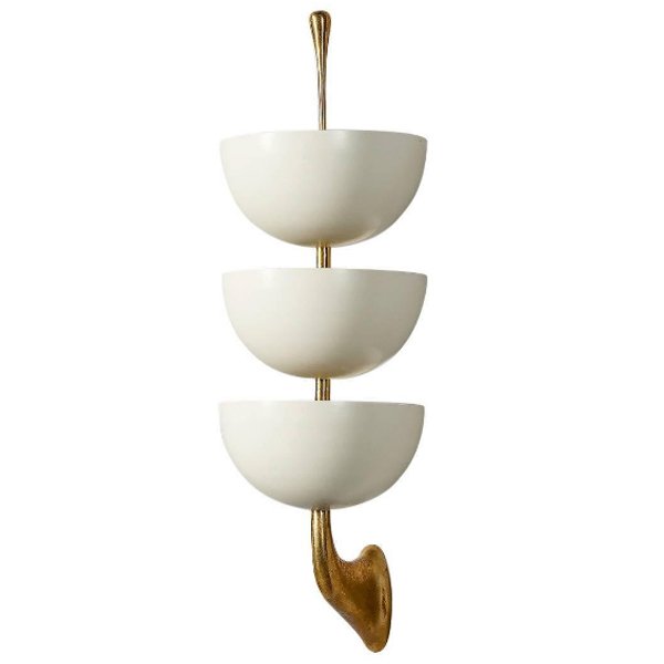 Бра Stilnovo Rare Pair of Stamped Sconces Белый Золотой Бра Stilnovo Rare Pair of Stamped Sconces Белый Золотой в Грозном | Loft Concept