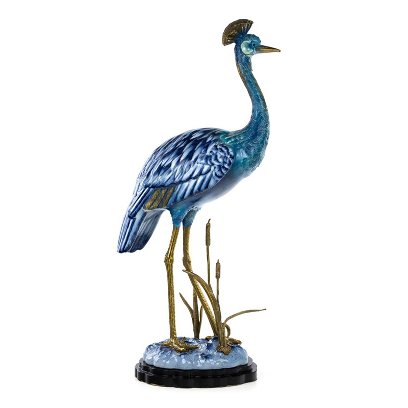 Статуэтка Crane Figurine Белый Синий Бронза Статуэтка Crane Figurine Белый Синий Бронза в Грозном | Loft Concept