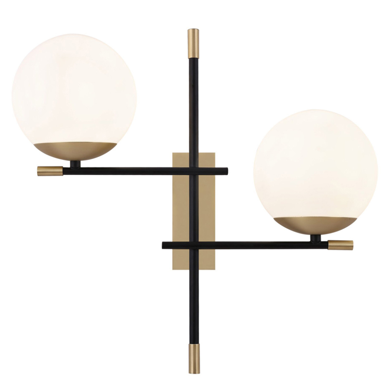 Бра Spike Two Balls Wall Lamp матовое золото Прозрачный белый в Грозном | Loft Concept 