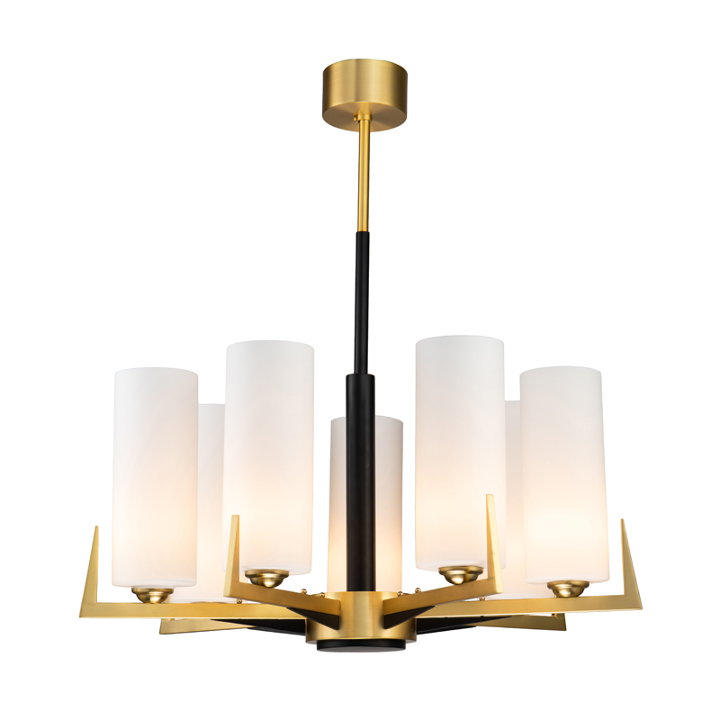Люстра Benoit Chandelier 75 Латунь Белое матовое стекло Черный Люстра Benoit Chandelier 75 Латунь Белое матовое стекло Черный в Грозном | Loft Concept