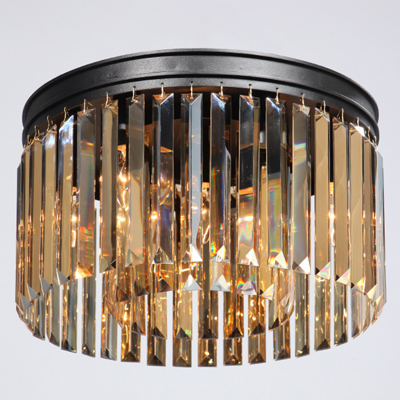 Потолочный светильник ODEON Amber GLASS Prism Round 2-TIER 40 см Черный Потолочный светильник ODEON Amber GLASS Prism Round 2-TIER 40 см Черный в Грозном | Loft Concept