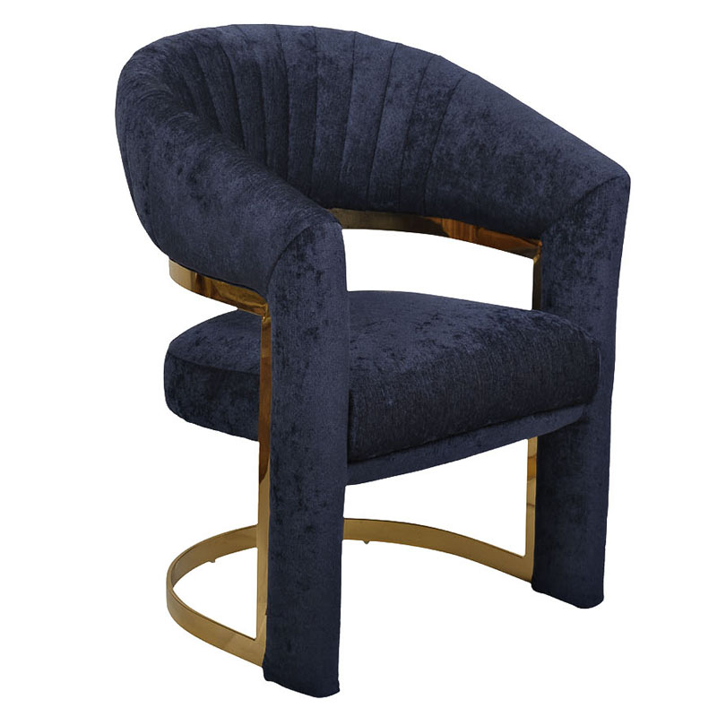 Полукресло Valbonne Chair blue velour Синий Глянцевое золото Полукресло Valbonne Chair blue velour Синий Глянцевое золото в Грозном | Loft Concept
