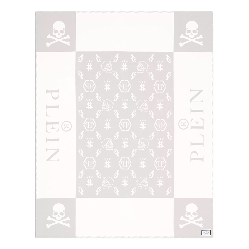 Плед Philipp Plein Plaid Cashmere Skull Grey Серый Белый Плед Philipp Plein Plaid Cashmere Skull Grey Серый Белый в Грозном | Loft Concept