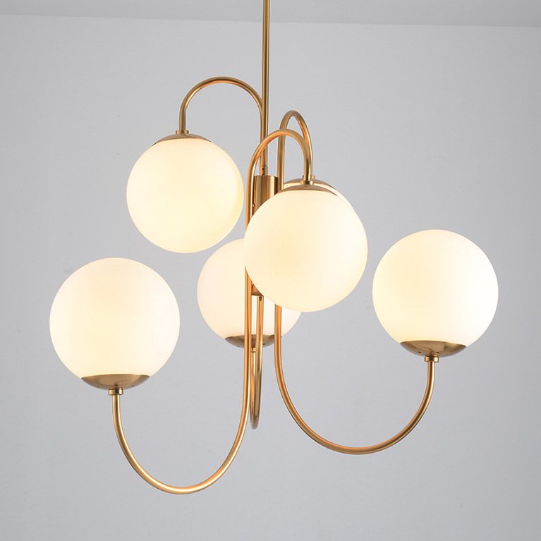 Люстра Gooseneck Pelle Chandelier Белый Золотой Люстра Gooseneck Pelle Chandelier Белый Золотой в Грозном | Loft Concept