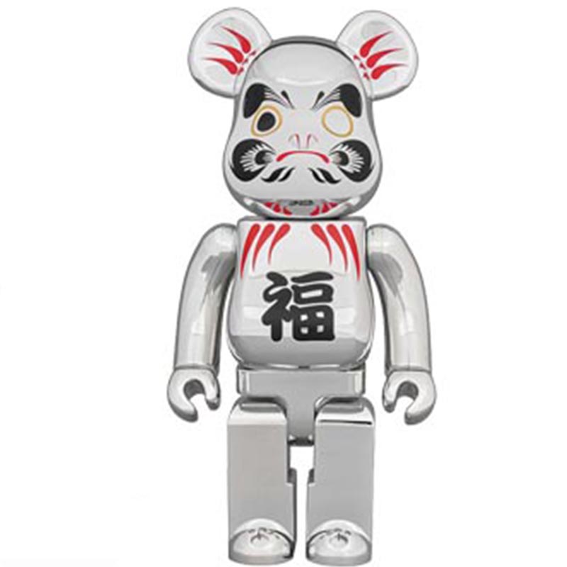 Статуэтка Bearbrick Daruma Silver Серебряный Черный Красный Статуэтка Bearbrick Daruma Silver Серебряный Черный Красный в Грозном | Loft Concept