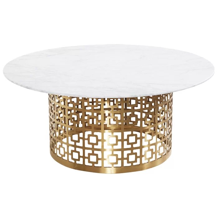 Кофейный стол Artesia Coffee Table White Глянцевое золото Белый Кофейный стол Artesia Coffee Table White Глянцевое золото Белый в Грозном | Loft Concept