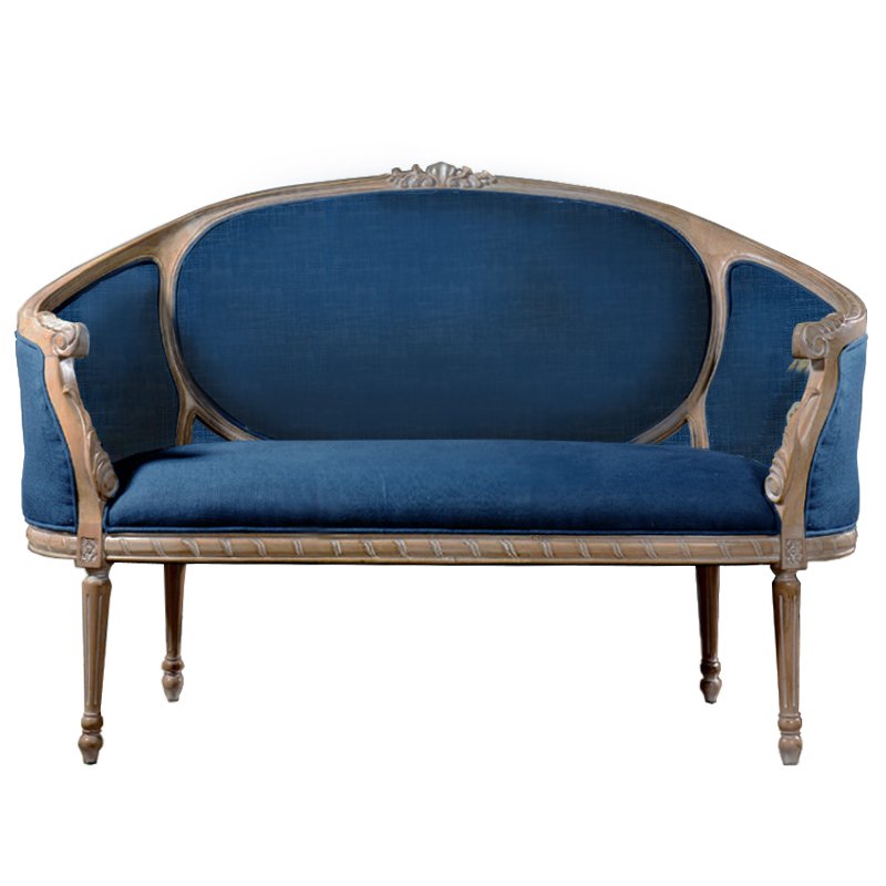 Диван Berjer 2 seat Bench Sofa Синий Дерево Акация в Грозном | Loft Concept 