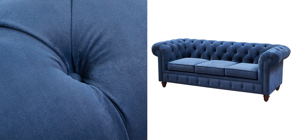 Диван Mini Kensington Sofa triple blue velor Диван Mini Kensington Sofa triple blue velor - Loft-Concept в Грозном