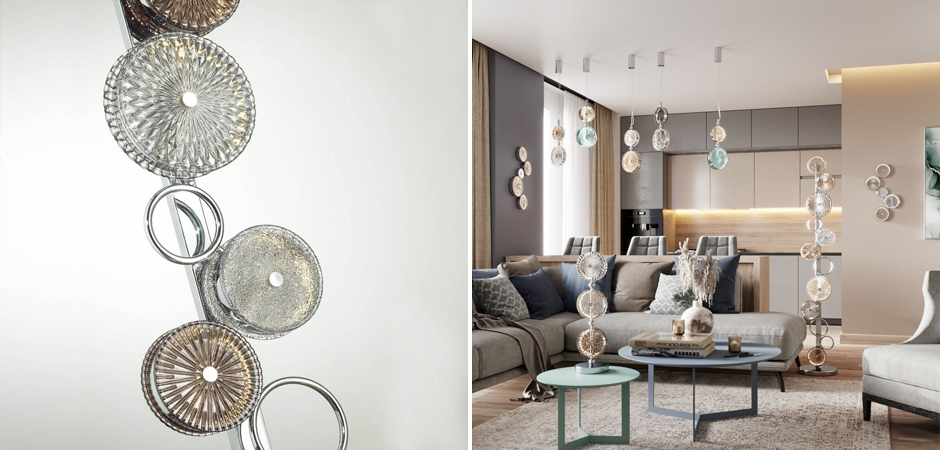 Торшер с рельефным стеклом Glass Peonies Торшер с рельефным стеклом Glass Peonies - Loft-Concept в Грозном