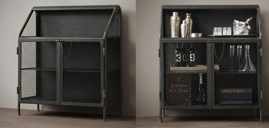 Бар металлический в стиле Лофт Vintage French Factory Bar Cart Бар металлический в стиле Лофт Vintage French Factory Bar Cart - Loft-Concept в Грозном