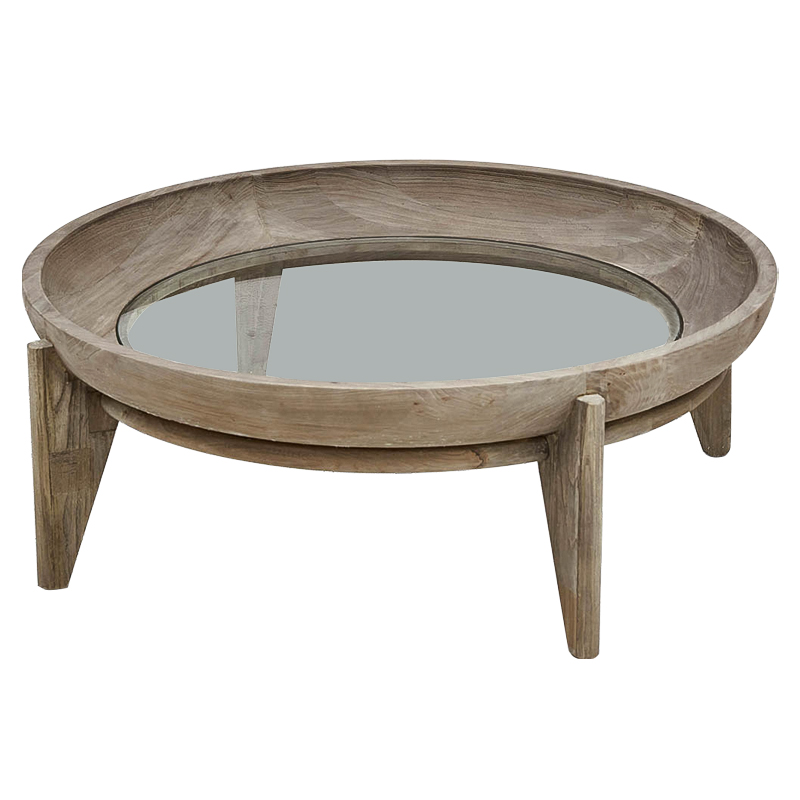 Круглый кофейный стол Imran Round Coffee Table Древесина Прозрачное Стекло Круглый кофейный стол Imran Round Coffee Table Древесина Прозрачное Стекло в Грозном | Loft Concept