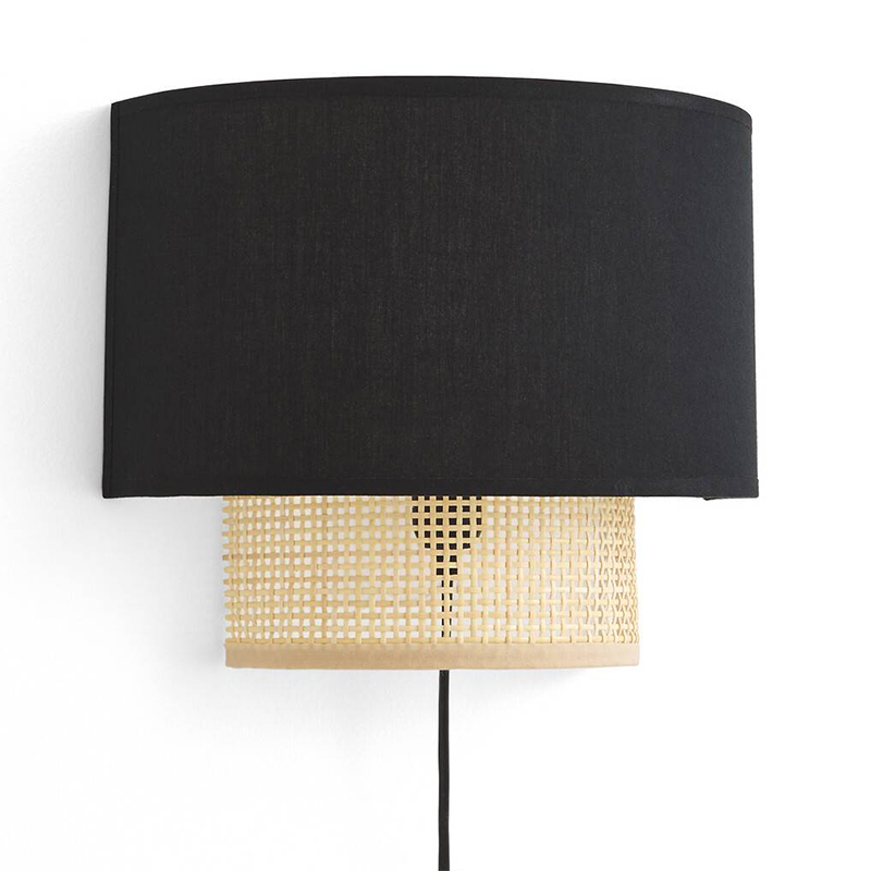 Бра Ottar Wicker Black lampshade Бежевый Черный в Грозном | Loft Concept 
