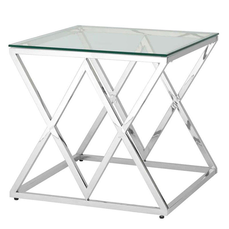 Стол приставной Geometry Rhombus Silver Серебряный Прозрачное Стекло Стол приставной Geometry Rhombus Silver Серебряный Прозрачное Стекло в Грозном | Loft Concept