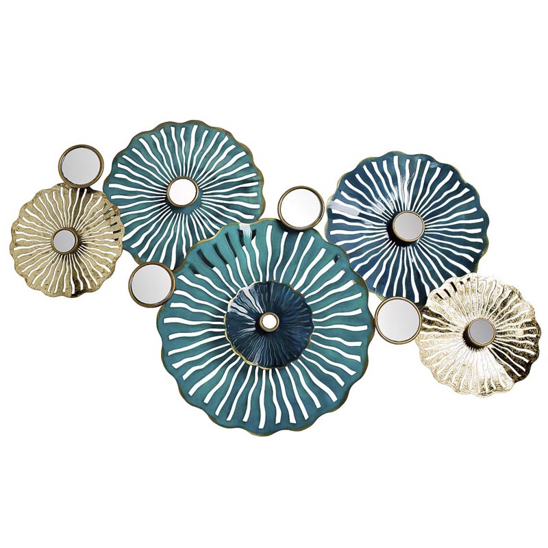 Арт-объект Flower Disk with Mirrored Middle Золотой Синий Арт-объект Flower Disk with Mirrored Middle Золотой Синий в Грозном | Loft Concept