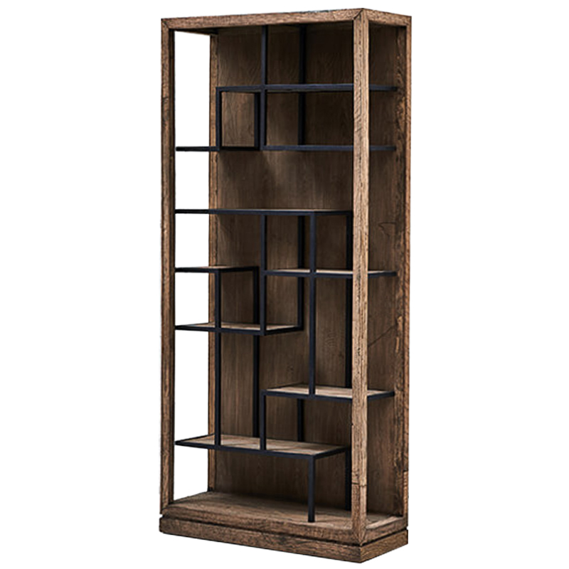 Стеллаж деревянный в стиле Лофт Geometric Loft Rack Черный Коричневый Стеллаж деревянный в стиле Лофт Geometric Loft Rack Черный Коричневый в Грозном | Loft Concept