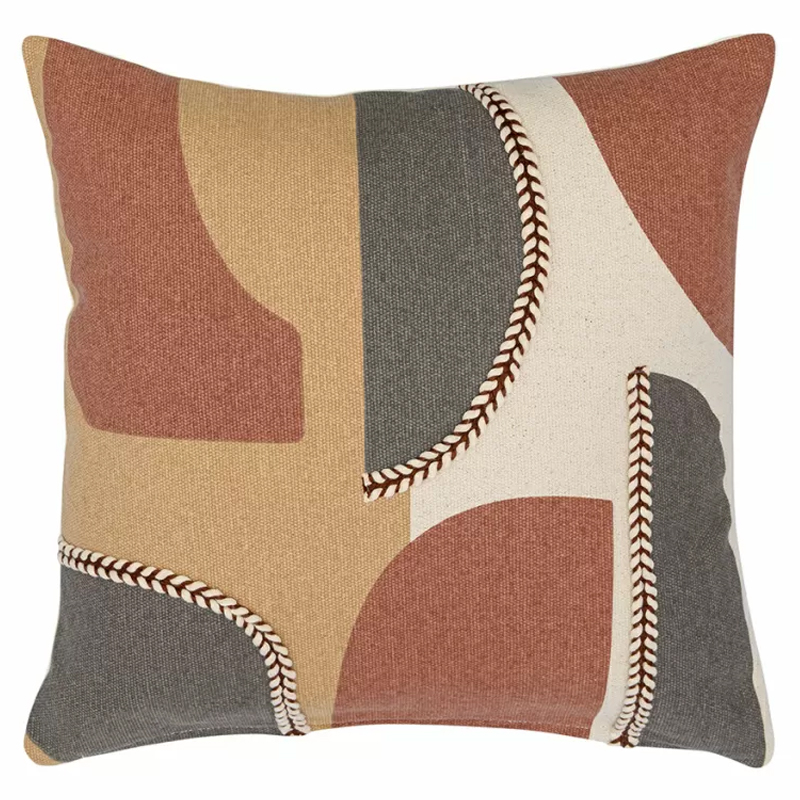Подушка декоративная с геометрическим узором и плетенными вставками Divine Abstractions Молочный Бежевый Мульти в Грозном | Loft Concept 
