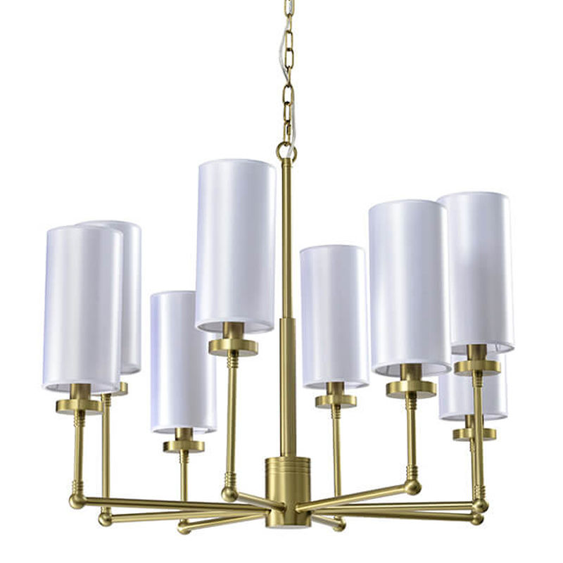 Люстра Fabric Lampshade Brass 8 Белый Матовая латунь Люстра Fabric Lampshade Brass 8 Белый Матовая латунь в Грозном | Loft Concept