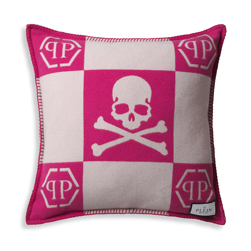 Подушка Philipp Plein Cushion Cashmere Skull 45 x 45 Pink Розовый Белый Подушка Philipp Plein Cushion Cashmere Skull 45 x 45 Pink Розовый Белый в Грозном | Loft Concept