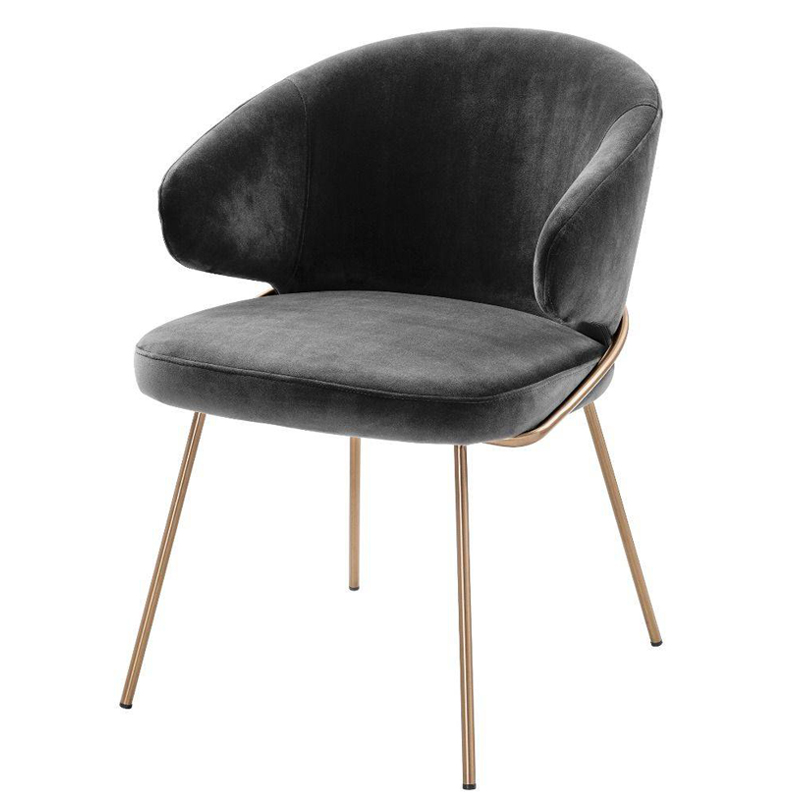 Стул Eichholtz Dining Chair Kinley dark grey Серый Латунь Стул Eichholtz Dining Chair Kinley dark grey Серый Латунь в Грозном | Loft Concept