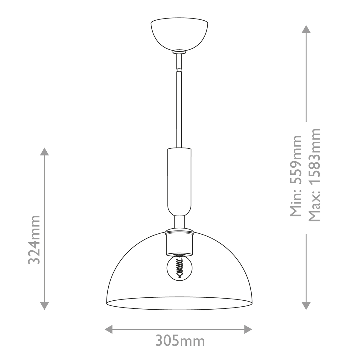 Подвесной светильник с прозрачным полусферическим стеклянным плафоном Alora Mood  в Грозном