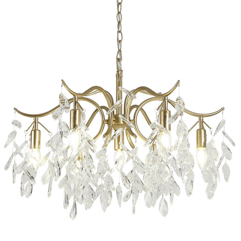 Люстра Hanging Crystal Leaves Chandelier 71 матовое золото Прозрачный (Transparent) Люстра Hanging Crystal Leaves Chandelier 71 матовое золото Прозрачный (Transparent) в Грозном | Loft Concept