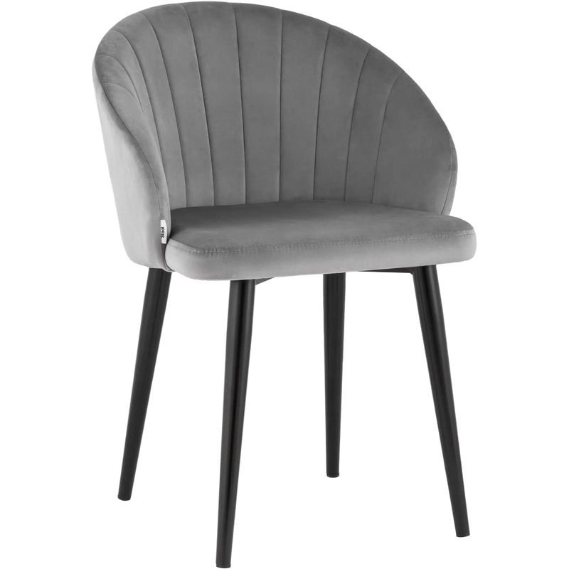 Стул Balsari Chair Светло-Серый Велюр Светло-серый Черный Стул Balsari Chair Светло-Серый Велюр Светло-серый Черный в Грозном | Loft Concept