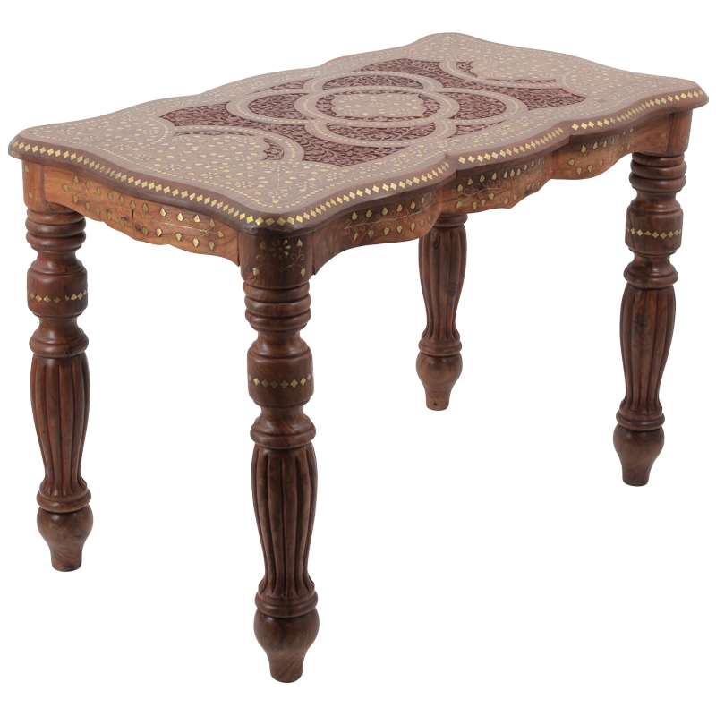 Кофейный стол из дерева с инкрустацией Wooden Bone Inlay Coffee Table Коричневый Латунь Кофейный стол из дерева с инкрустацией Wooden Bone Inlay Coffee Table Коричневый Латунь в Грозном | Loft Concept