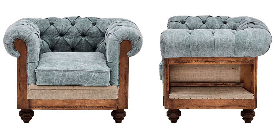 Кресло Deconstructed Chesterfield Armchair Gray Blue Кресло Deconstructed Chesterfield Armchair Gray Blue - Loft-Concept в Грозном