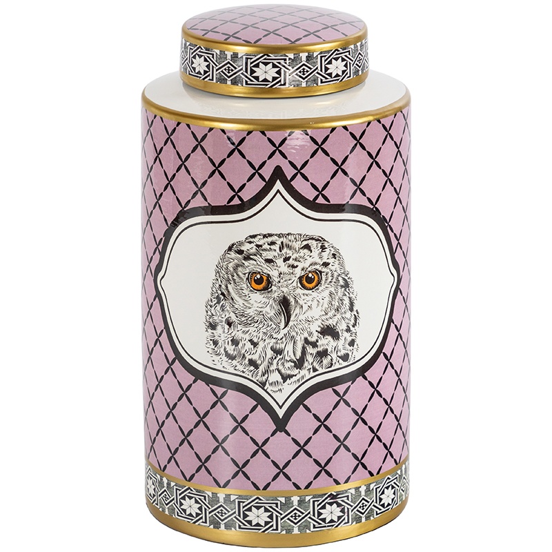 Ваза с крышкой Owl Collection Pink Vase Золотой Розовый Черно-белый в Грозном | Loft Concept 