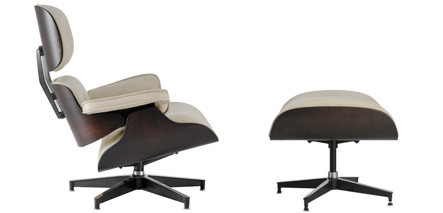 Кресло Eames Lounge Chair & Ottoman cream - фото