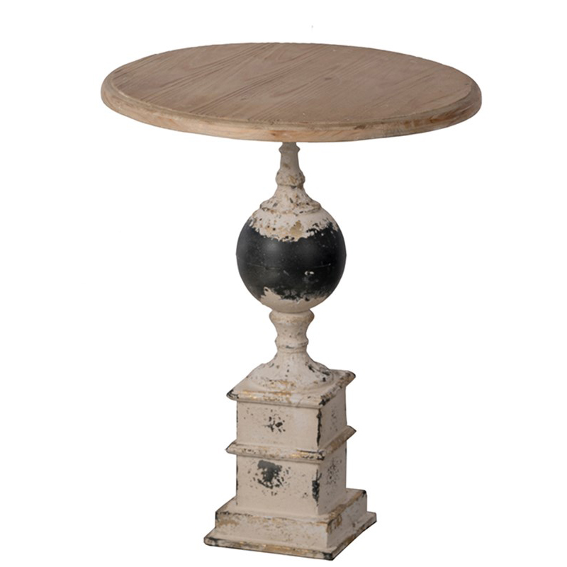 Приставной стол Pedestal Table Черный Белый винтажная патина Древесина Приставной стол Pedestal Table Черный Белый винтажная патина Древесина в Грозном | Loft Concept