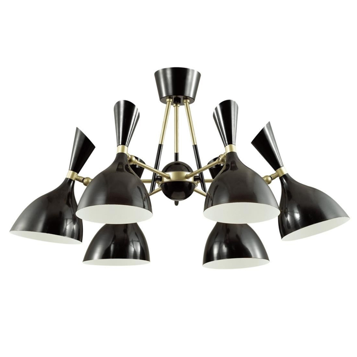 Потолочный светильник Duke Chandelier 6 black Черный матовое золото Потолочный светильник Duke Chandelier 6 black Черный матовое золото в Грозном | Loft Concept