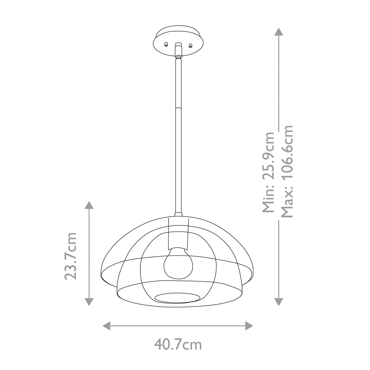 Подвесной светильник с прозрачным двойным стеклянным плафоном в форме купола и внутренней сферой Hinkley в Грозном