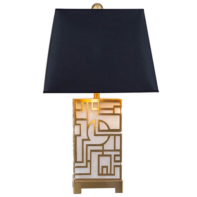 Настольная лампа с абажуром Aniqa Table Lamp Черный Золотой Белый Настольная лампа с абажуром Aniqa Table Lamp Черный Золотой Белый в Грозном | Loft Concept