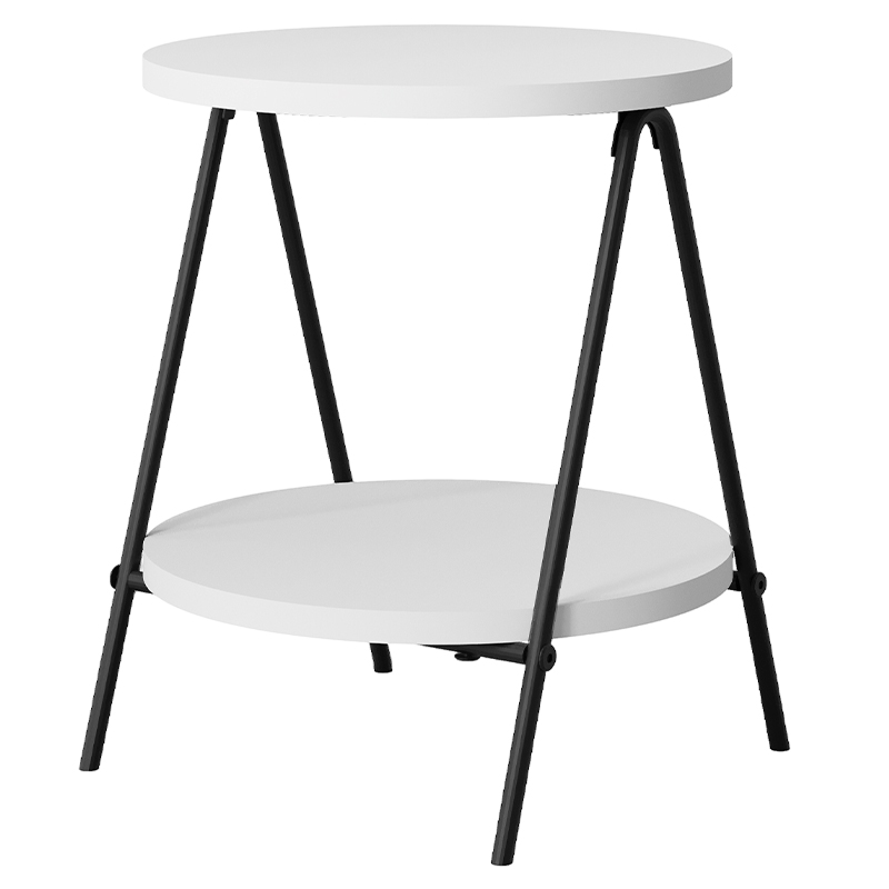 Стол приставной с 2-мя круглыми белыми столешницами ESSEL SIDE TABLE WHITE Белый Черный Стол приставной с 2-мя круглыми белыми столешницами ESSEL SIDE TABLE WHITE Белый Черный в Грозном | Loft Concept