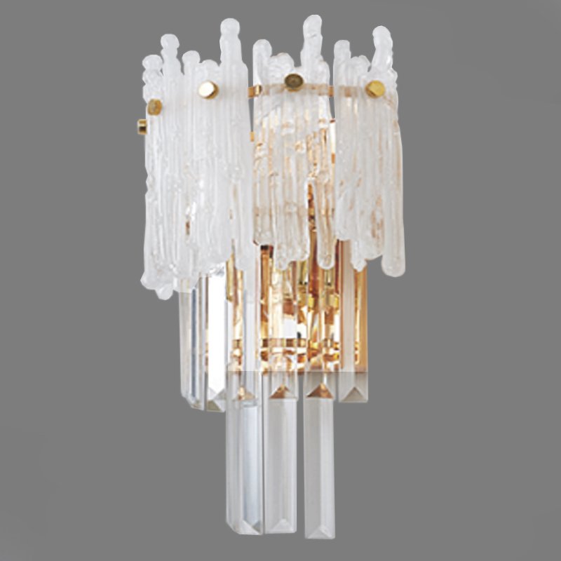 Бра Murano Glass ICE Белый Прозрачное Стекло Золотой Бра Murano Glass ICE Белый Прозрачное Стекло Золотой в Грозном | Loft Concept