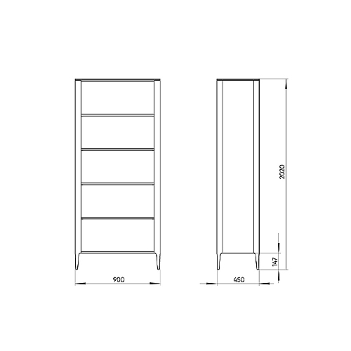 Стеллаж прямой серый с открытыми полками Type  в Грозном